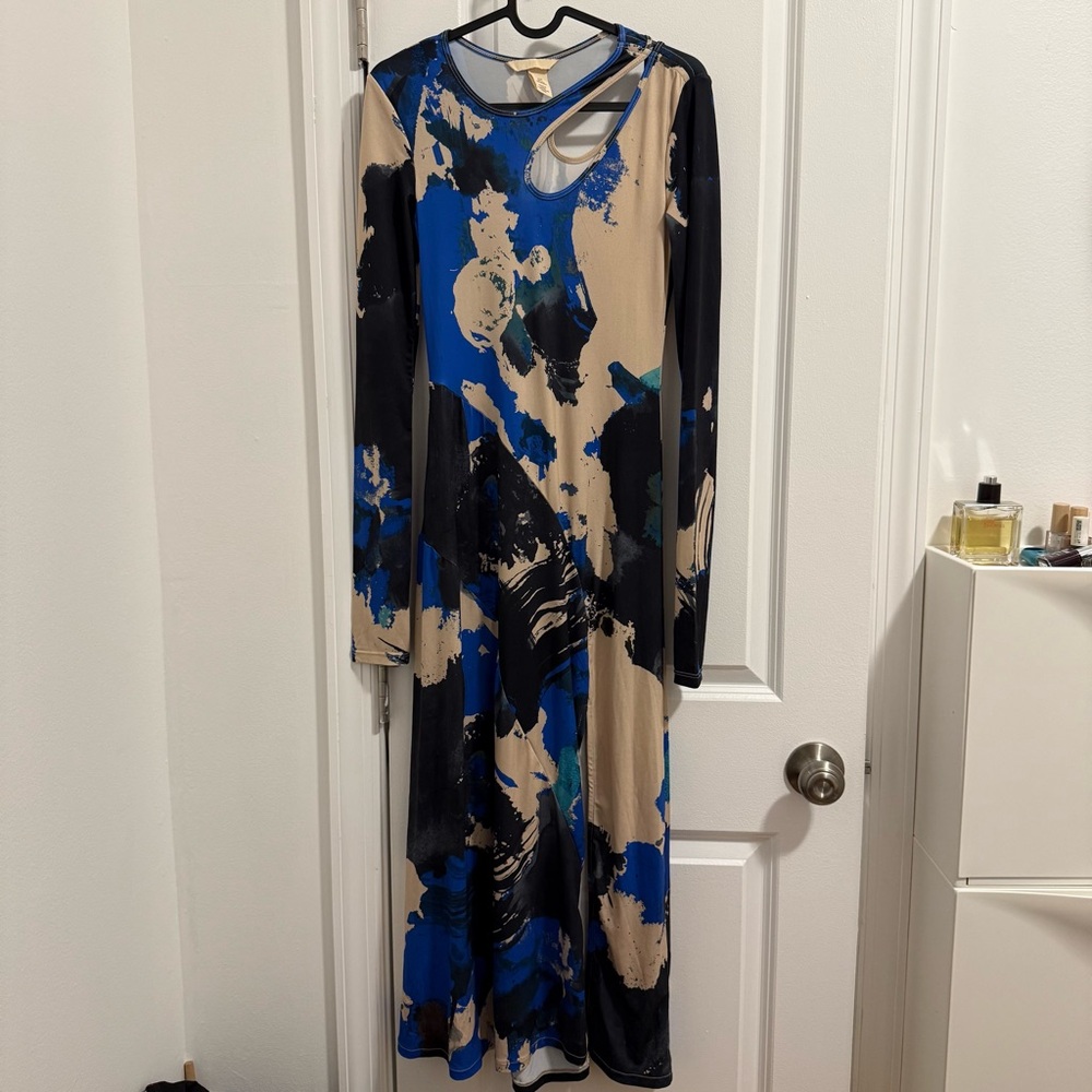 H&M Blue and Black Abstract Long Sleeve Dress size XS - Picture 5 of 10